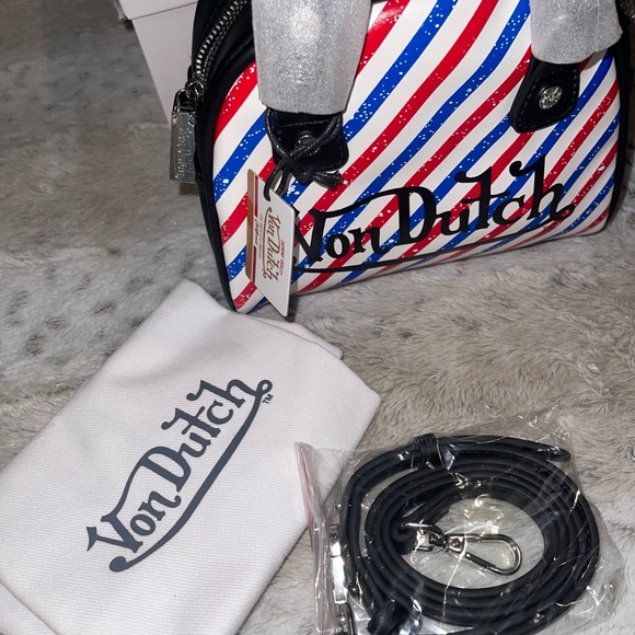 SOLD SOLD SOLD!!! NWT Von Dutch Barbershop Stripe Bowling Bag - Picture 2 of 8